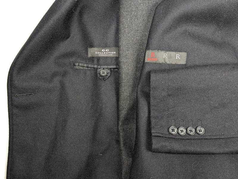 Corneliani Belted Peacoat Large/X-Large Black Wool/Cashmere