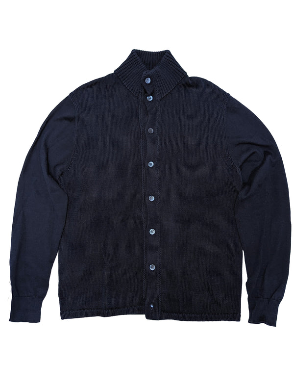 Cruciani Sweater Medium/50 Navy Blue Cotton Cardigan