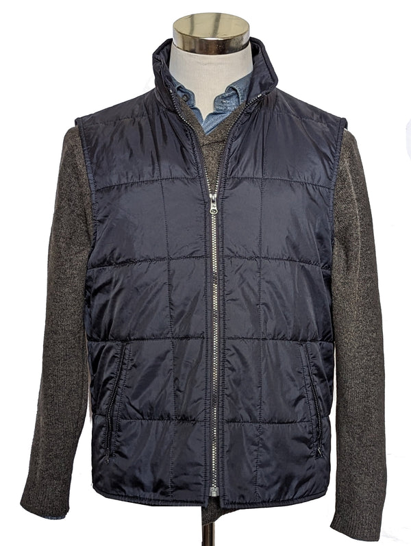 Fay Vest/Gilet XL/54 Navy Blue Zip Front Poliamid