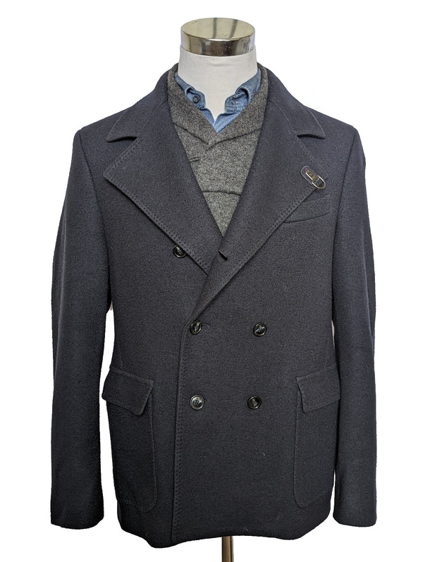 Fay Pea Coat M/L Navy Blue Double Breasted Wool