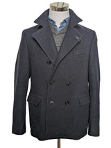 Fay Pea Coat S/M Navy Blue Double Breasted Wool