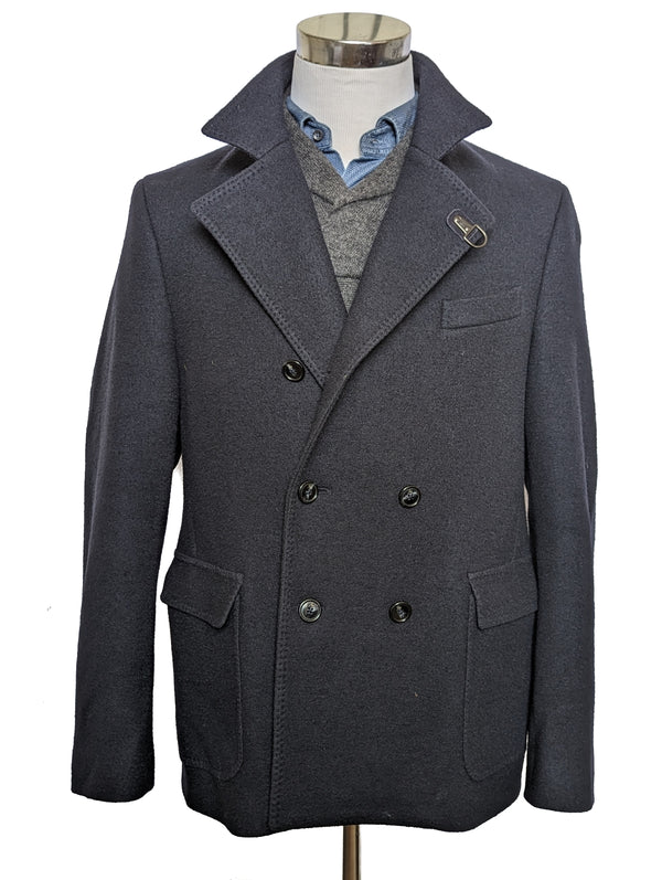 Fay Pea Coat L/XL Navy Blue Double Breasted Wool