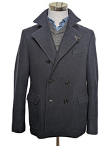 Fay Pea Coat M/L Navy Blue Double Breasted Wool
