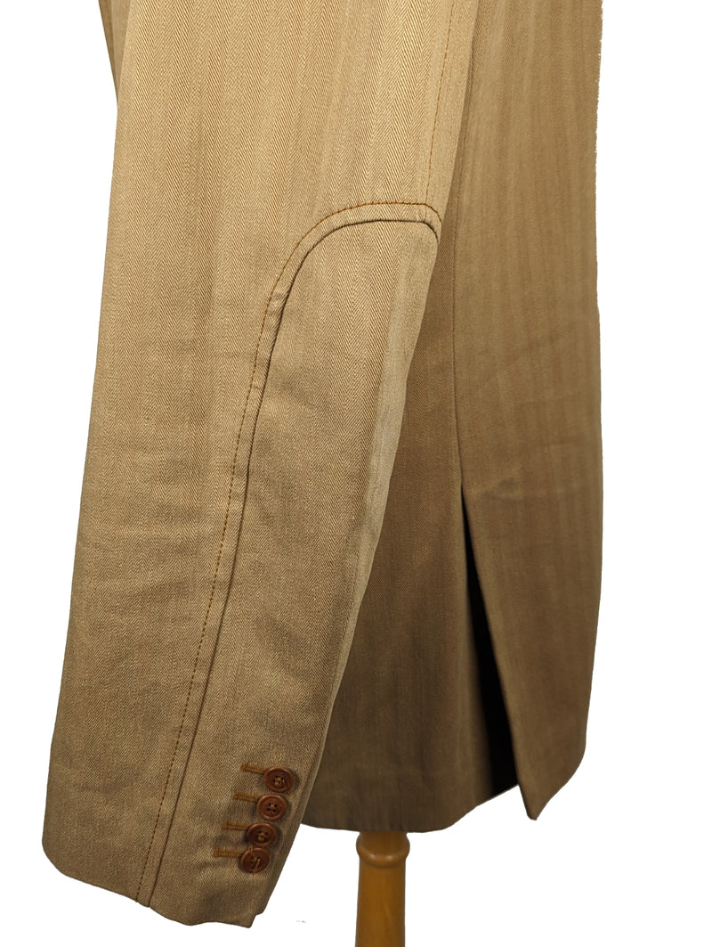 Fay Jacket L/XL Tan Herringbone 3-Button Heavy Cotton