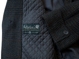 Vintage Dunn & Co. Ballantyne Half Raglan Coat L/XL 42/44R Earthy Grey Plaid Wool Tweed