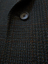 Vintage Dunn & Co. Ballantyne Half Raglan Coat L/XL 42/44R Earthy Grey Plaid Wool Tweed