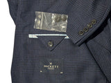 Hackett Sport Coat 48R Dark Blue Plaid Wool/Linen