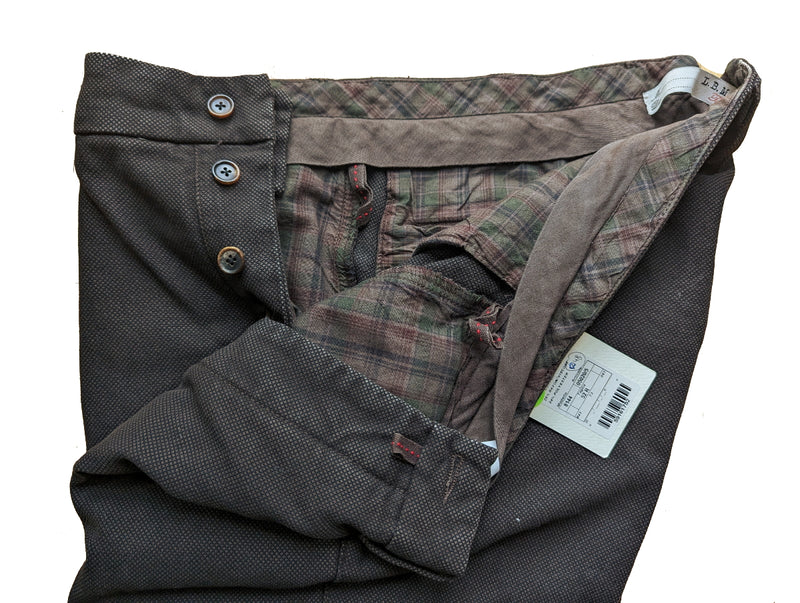 LBM 1911 Trousers 35/36 Flat Front Brown weave Cotton blend