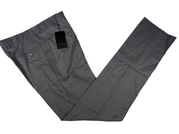 Luigi Bianchi Trousers 36, Mid Grey Flat front Slim fit Wool