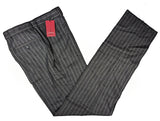 Luigi Bianchi  Trousers 34 Charcoal Striped Flat front Relaxed fit Wool/Cashmere