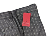 Luigi Bianchi  Trousers 34 Charcoal Striped Flat front Relaxed fit Wool/Cashmere