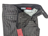 Luigi Bianchi  Trousers 34 Charcoal Striped Flat front Relaxed fit Wool/Cashmere