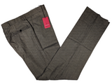 Luigi Bianchi Trousers 36, Brownish grey nailhead Flat front Relaxed fit Wool VBC