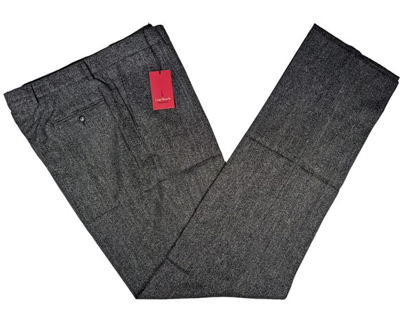 Luigi Bianchi Trousers 38, Charcoal melange Flat front Relaxed fit Wool