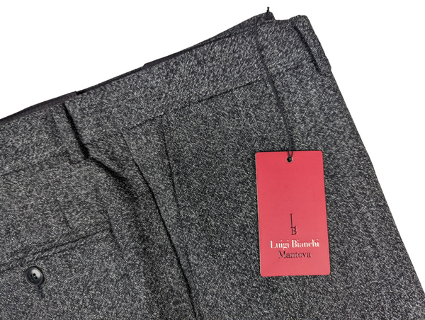 Luigi Bianchi Trousers 38, Charcoal melange Flat front Relaxed fit Wool