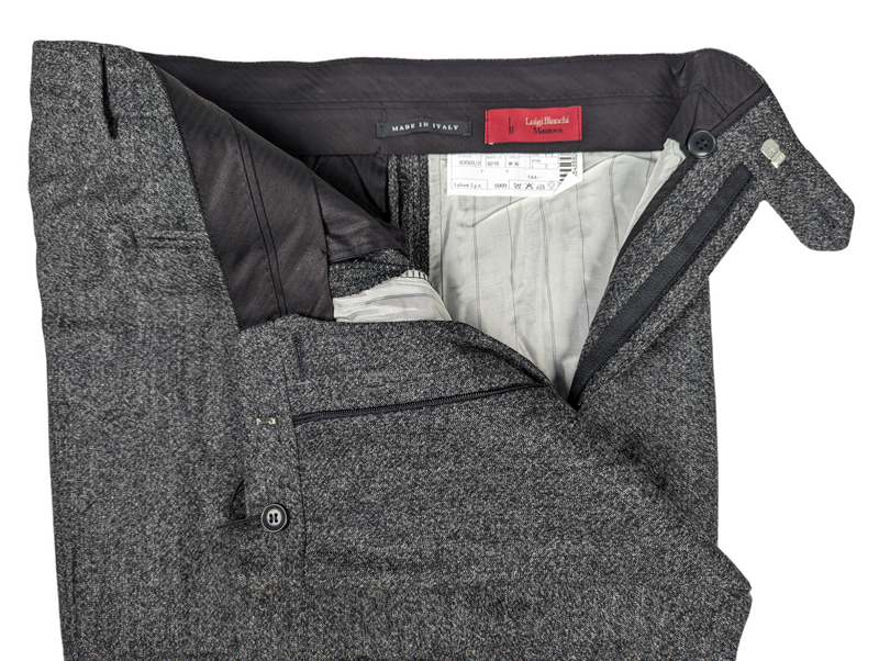 Luigi Bianchi Trousers 38, Charcoal melange Flat front Relaxed fit Wool