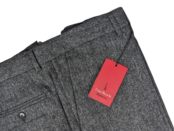 Luigi Bianchi Trousers 38, Charcoal melange Flat front Relaxed fit Wool/Lycra