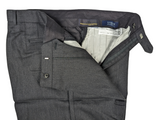 Luigi Bianchi Lubiam Trousers 38, Charcoal twill Flat front Relaxed fit Wool VBC