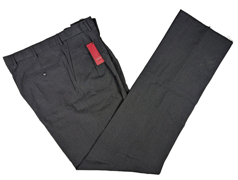 Luigi Bianchi  Trousers 38, Charcoal Pleated front Relaxed fit Wool Twill