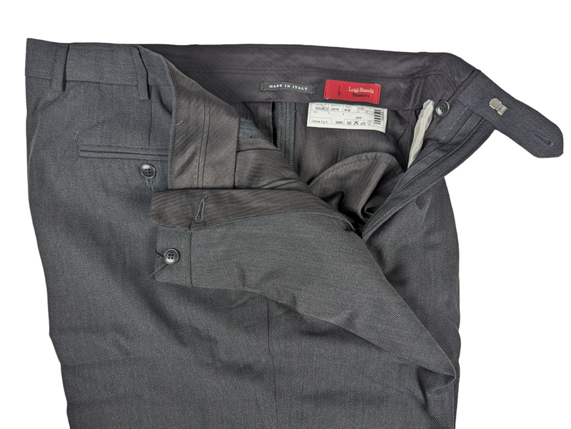 Luigi Bianchi  Trousers 38, Charcoal Pleated front Relaxed fit Wool Twill