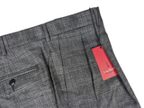 Luigi Bianchi Trousers 38, Grey Plaid Pleated front Relaxed fit Wool/Cashmere