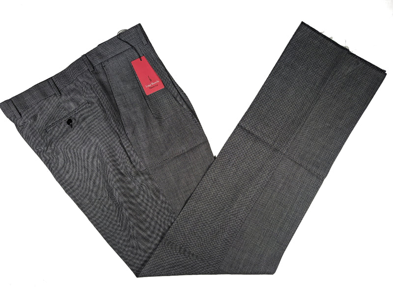 Luigi Bianchi Trousers 38, Grey Nailhead Pleated front Relaxed fit Wool
