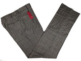 Luigi Bianchi Trousers 34, Grey plaid Pleated front Relaxed fit Wool