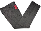 Luigi Bianchi Trousers 34, Grey windowpane Flat front Relaxed fit Wool/Cashmere