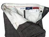 Luigi Bianchi Trousers 34, Grey windowpane Flat front Relaxed fit Wool/Cashmere