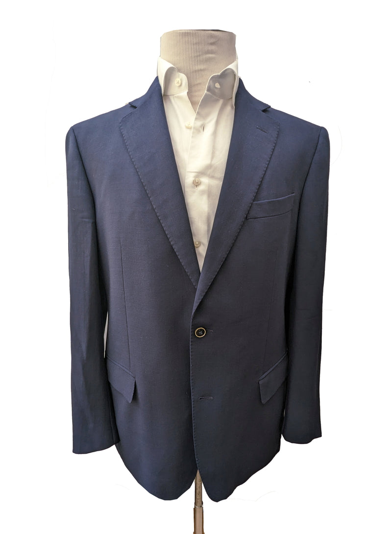 Pal Zileri Sport Coat 45/46R Navy Blue 2-button wool hopsack