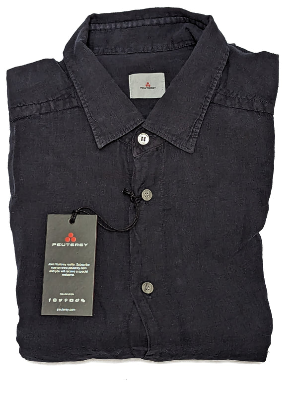Peuterey Shirt M Navy Blue Garment Washed/Dyed Linen
