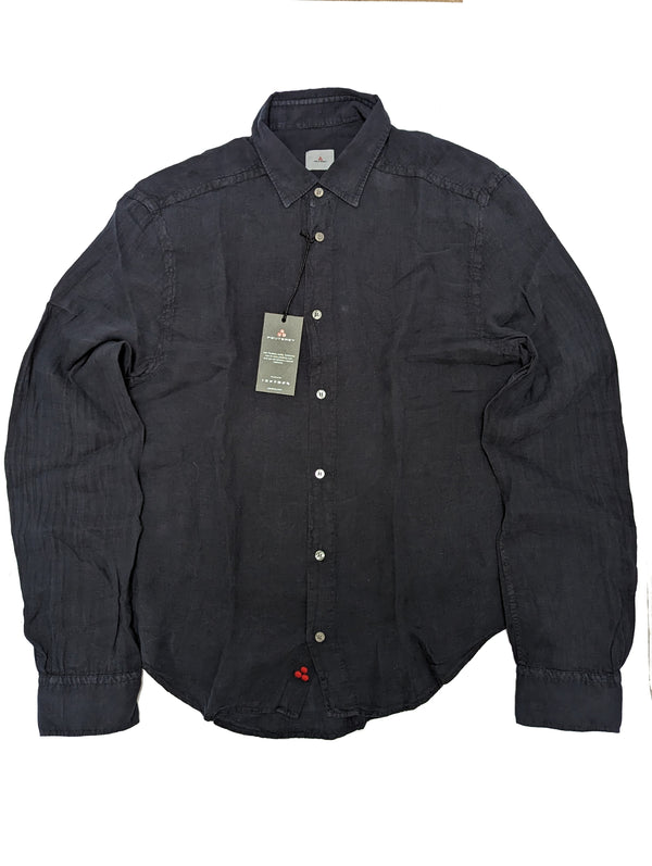 Peuterey Shirt M Navy Blue Garment Washed/Dyed Linen