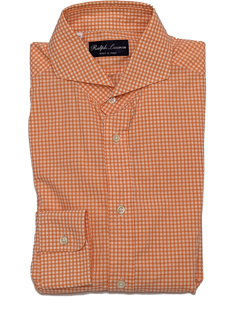 Ralph Lauren Purple Label Shirt 15.5 Orange/White Check