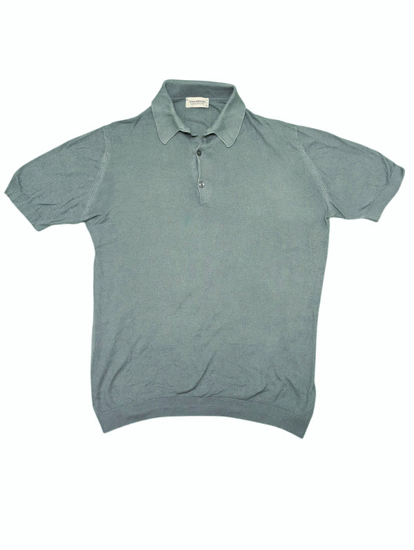 John Smedley Knit Polo M Sage Green Cotton