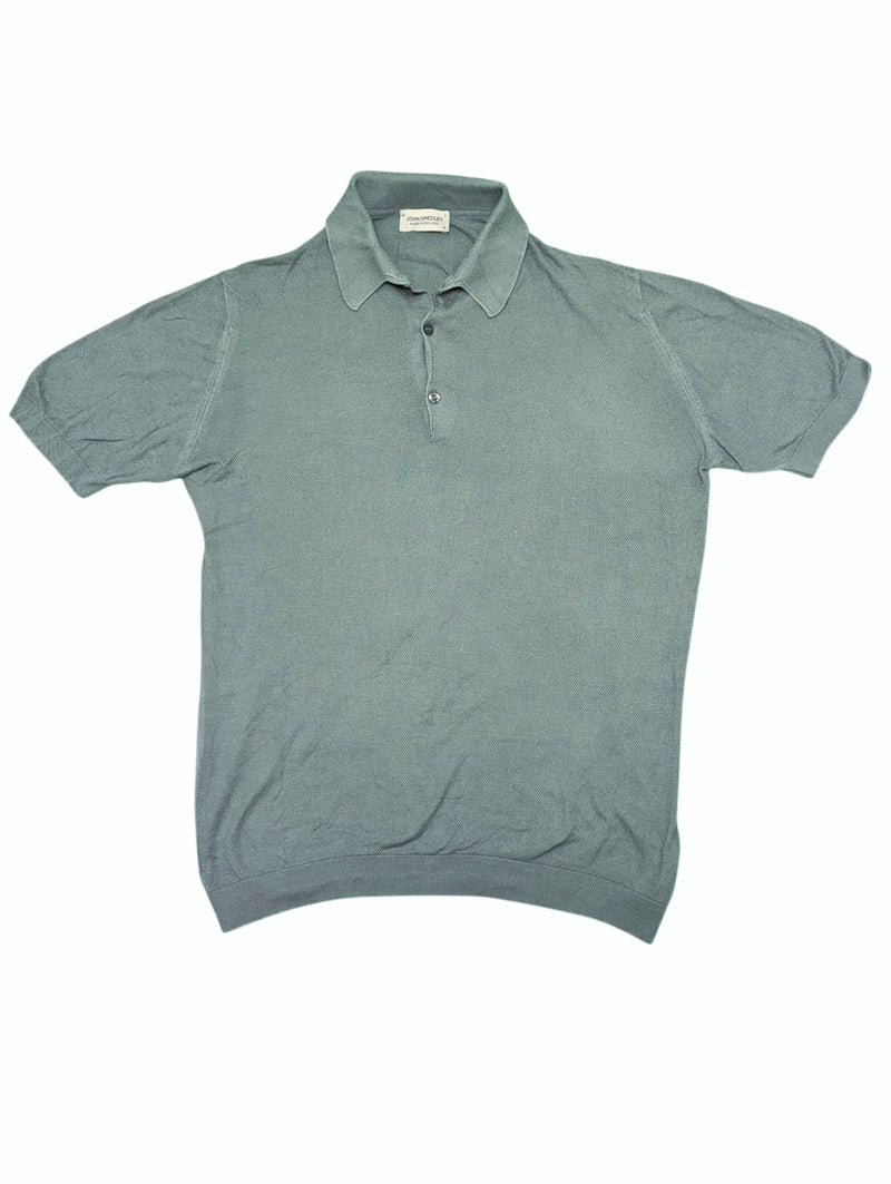 John Smedley Knit Polo M Sage Green Cotton