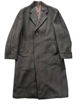 Vintage Roberts Cardiff British Overcoat L/42 Teal/Brown Herringbone Heavy Wool