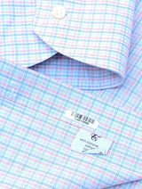 Canali Shirt XL/17 Pink/Blue Plaid Cotton