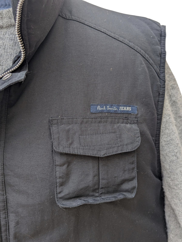 Paul Smith Vest/Gilet L Navy Black Zippered Down Filled Nylon