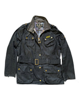 Barbour Ladies International Belted Waxed Jacket 12 US Black Cotton