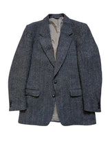 Vintage Moores Harris Tweed Sport Coat 40L Grey Herringbone 2-button Wool