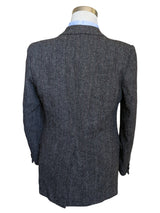 Vintage Moores Harris Tweed Sport Coat 40L Grey Herringbone 2-button Wool