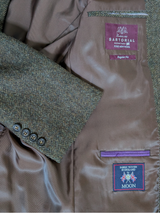 Marks & Spencer Abraham Moon Sport Coat 42L Olive Green Herringbone 2-button Worsted Wool Tweed