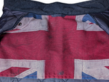 Barbour Jacket M Navy Blue Quilt Flyer Padded Polyester Union Jack Lining
