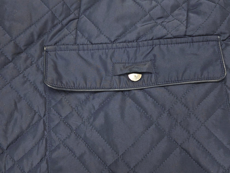 Pal Zileri Coat XXL/3XL Soft Navy Quilted Polyester Leather Trim