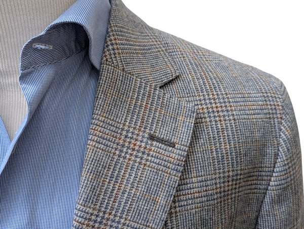 Hackett Sport Coat 44L Blue/Grey Plaid Exclusive Wool