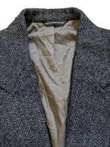 Vintage Moores Harris Tweed Sport Coat 40L Grey Herringbone 2-button Wool