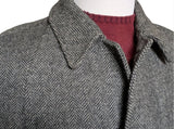 Vintage Burton Belted Balmacaan Raglan Coat 42R Grey Herringbone Heavy Wool