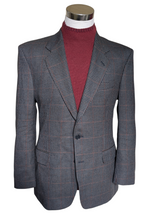 Vintage Marks & Spencer British Sport Coat 42R Dark Blue-Grey Check 2-button Wool