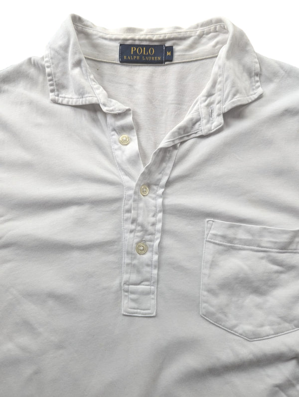 Ralph Lauren Popover Polo Shirt M White Cotton Interlock