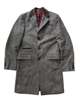 Abraham Moon Chesterfield Coat S/38 Earthy Grey Wool Tweed